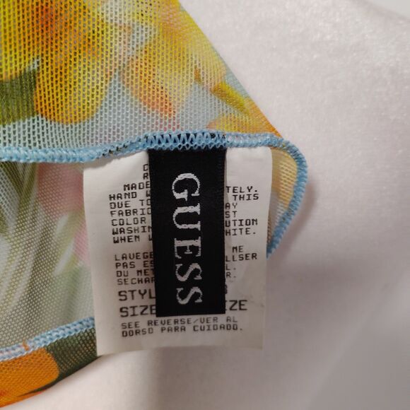 Vintage Guess Floral Scarf Bright Rectangle Y2K 90s Style Lightweight Accent - Picture 3 of 5